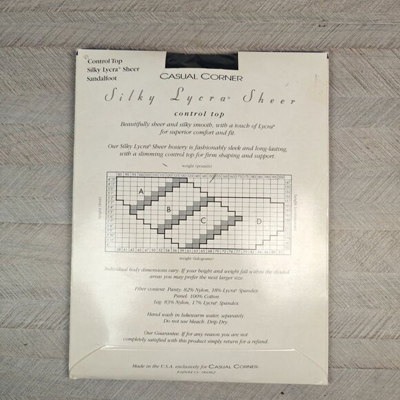 Vintage Casual Corner Silky Lycra Sheer Sandalfoot Pantyhose Darkest Navy Size C - Picture 3 of 3